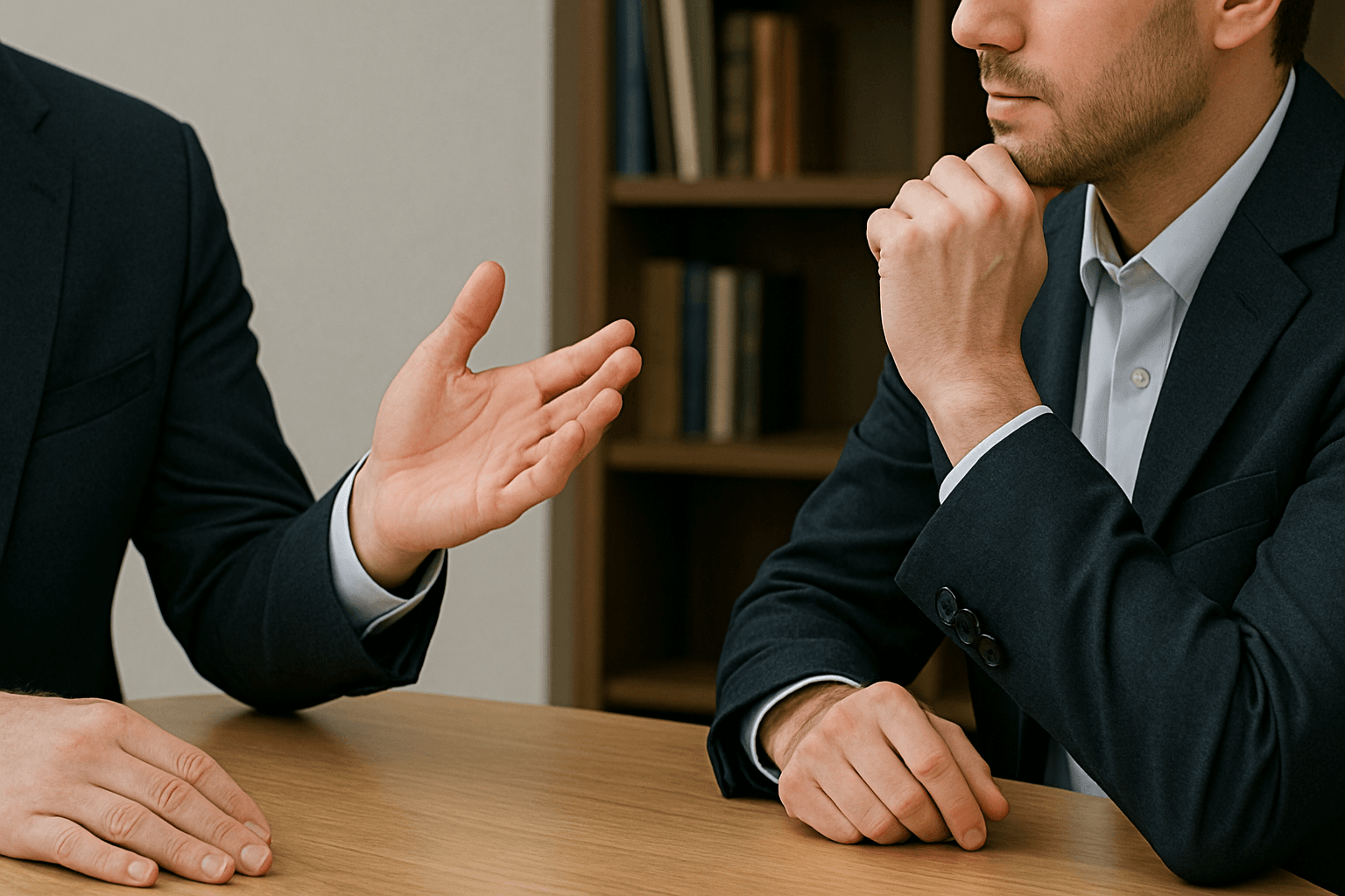 Entrepreneur interviewing a business attorney, discussing key questions about legal strategy and business growth.