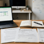 Section 83(b) election startup equity documents, vesting schedule, and stock purchase agreement prepared in a founder workspace