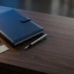 AI copyright protection for startups, microchip and copyright seal on a law office desk representing ownership of AI-generated work