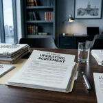 How to remove an LLC member in New Jersey, a legal document and operating agreement on a desk representing the process to remove an LLC member